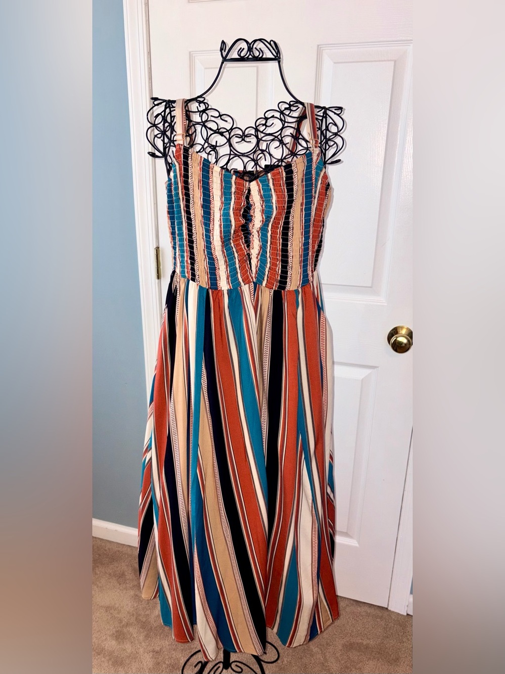 Torrid Striped Multi-Color Sleeveless Midi Dress